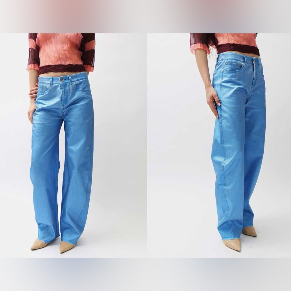Priscavera Metallic Blue Cocoon Jeans